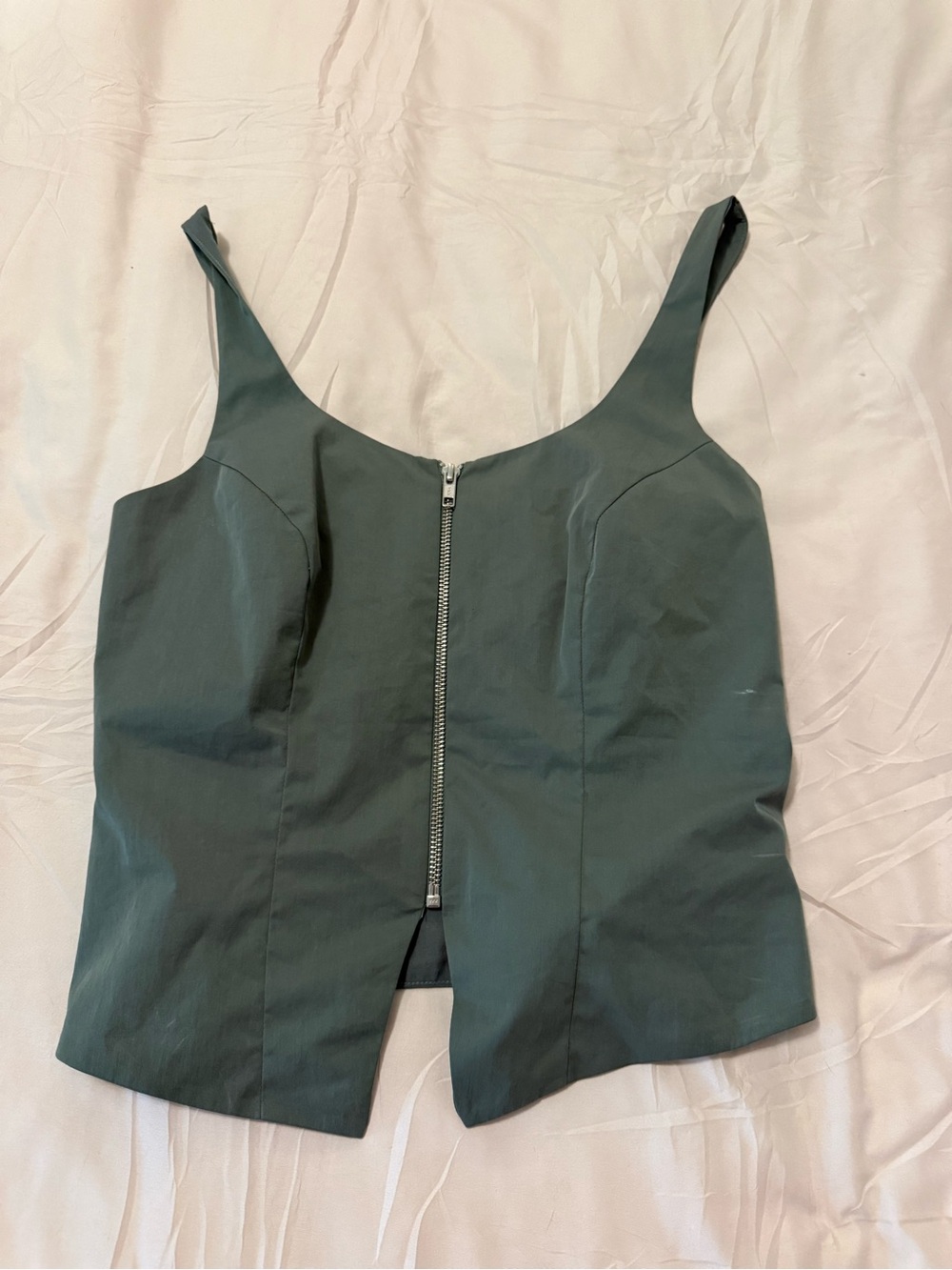 Abercrombie & Fitch Dark Green Zip-Front Camisole